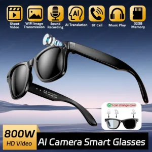 LIGE AI Smart Glasses – 8MP Camera, Bluetooth Calls & Voice Assistant